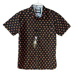 EIGHTH AVENUE Men’s Black & Orange Pumpkins Button‎ Up Shirt Size XL NWT